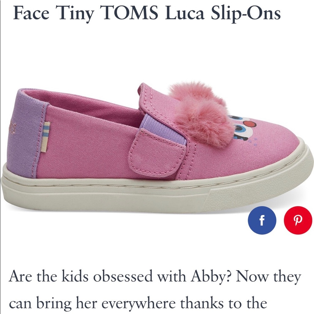 Toms pink Abby face slip-ons